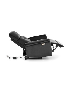 SEMIR Fotel Rozkładany Elektrycznie Czarny | Velvet | Gniazdo USB