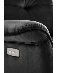 SEMIR Fotel Rozkładany Elektrycznie Czarny | Velvet | Gniazdo USB 2