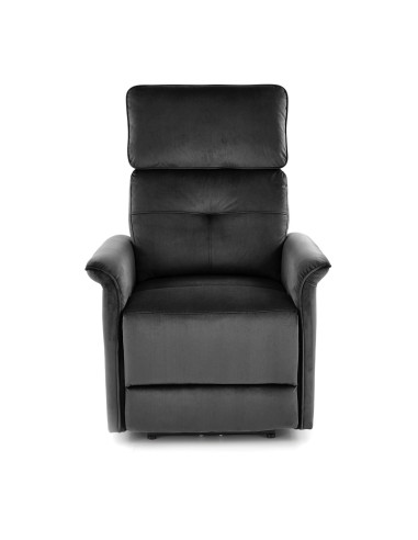 SEMIR Fotel Rozkładany Elektrycznie Czarny | Velvet | Gniazdo USB