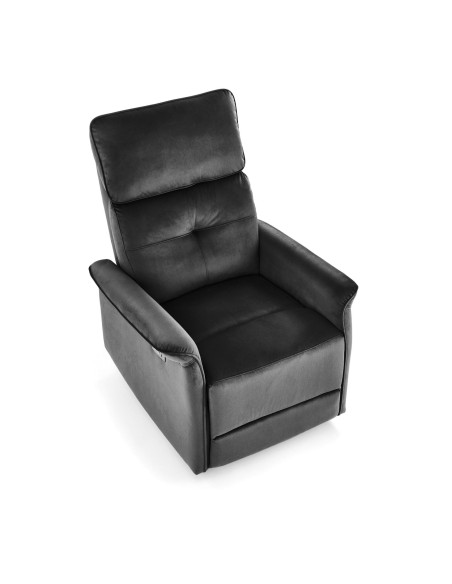 SEMIR Fotel Rozkładany Elektrycznie Czarny | Velvet | Gniazdo USB