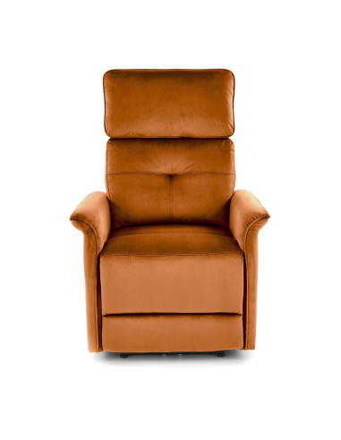 SEMIR Fotel Rozkładany Elektrycznie Cynamonowy | Velvet | Gniazdo USB