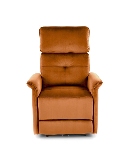 SEMIR Fotel Rozkładany Elektrycznie Cynamonowy | Velvet | Gniazdo USB