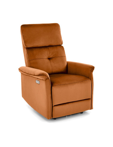 SEMIR Fotel Rozkładany Elektrycznie Cynamonowy | Velvet | Gniazdo USB