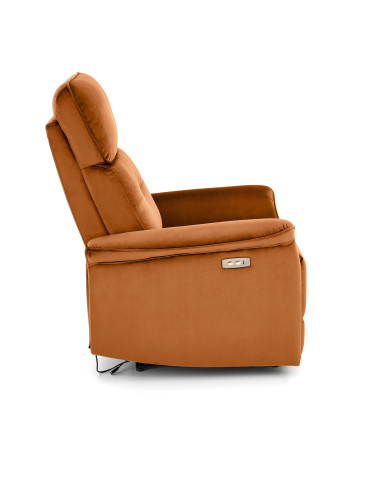 SEMIR Fotel Rozkładany Elektrycznie Cynamonowy | Velvet | Gniazdo USB