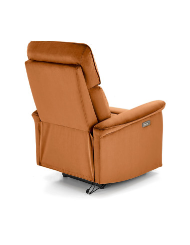 SEMIR Fotel Rozkładany Elektrycznie Cynamonowy | Velvet | Gniazdo USB
