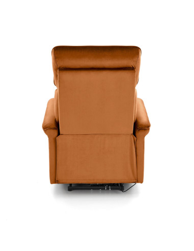 SEMIR Fotel Rozkładany Elektrycznie Cynamonowy | Velvet | Gniazdo USB