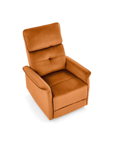 SEMIR Fotel Rozkładany Elektrycznie Cynamonowy | Velvet | Gniazdo USB