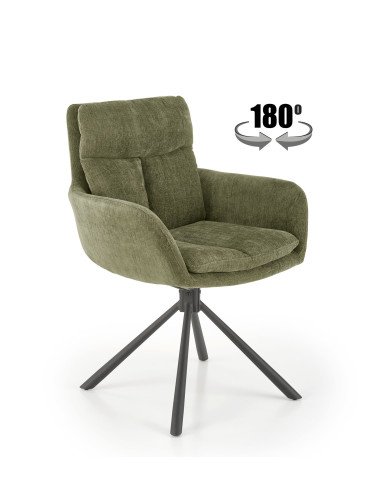 K495 Krzesło Oliwkowe | Obracane 180°, Nogi Stalowe Czarne - Elegancki Styl