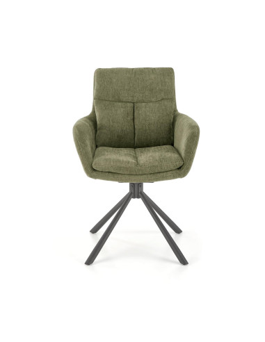 K495 Krzesło Oliwkowe | Obracane 180°, Nogi Stalowe Czarne - Elegancki Styl