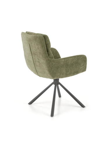 K495 Krzesło Oliwkowe | Obracane 180°, Nogi Stalowe Czarne - Elegancki Styl