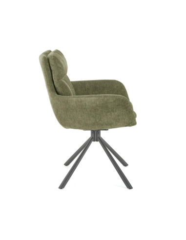K495 Krzesło Oliwkowe | Obracane 180°, Nogi Stalowe Czarne - Elegancki Styl