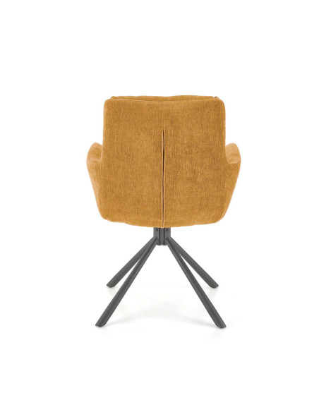 K495 Krzesło Musztardowe | Obracane 180°, Nogi Czarne - Elegancki Styl