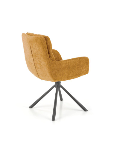 K495 Krzesło Musztardowe | Obracane 180°, Nogi Czarne - Elegancki Styl