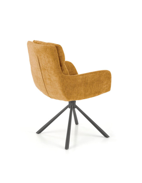 K495 Krzesło Musztardowe | Obracane 180°, Nogi Czarne - Elegancki Styl