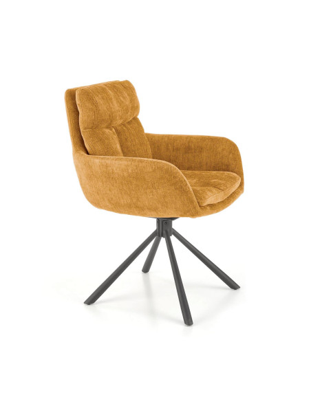 K495 Krzesło Musztardowe | Obracane 180°, Nogi Czarne - Elegancki Styl