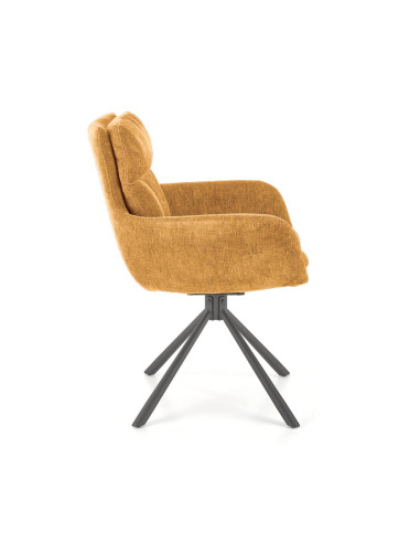 K495 Krzesło Musztardowe | Obracane 180°, Nogi Czarne - Elegancki Styl