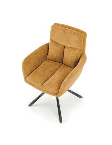 K495 Krzesło Musztardowe | Obracane 180°, Nogi Czarne - Elegancki Styl