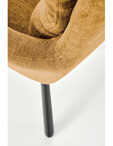 K495 Krzesło Musztardowe | Obracane 180°, Nogi Czarne - Elegancki Styl