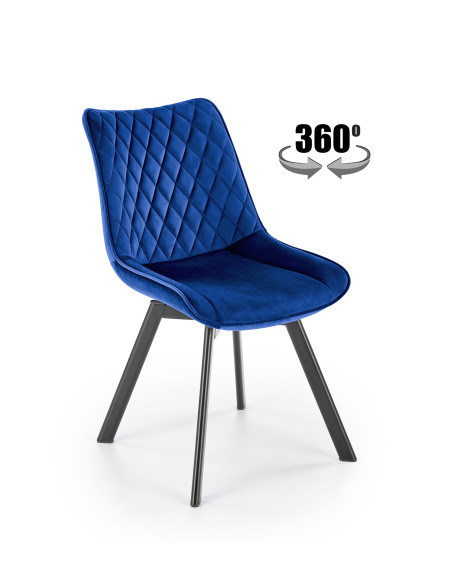K520 Krzesło Granatowe w Romby Obracane 360° | Velvet | Nogi Czarne