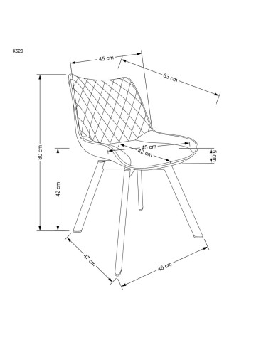 K520 Krzesło Granatowe w Romby Obracane 360° | Velvet | Nogi Czarne