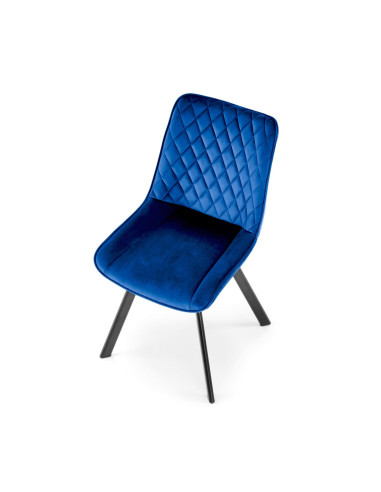 K520 Krzesło Granatowe w Romby Obracane 360° | Velvet | Nogi Czarne