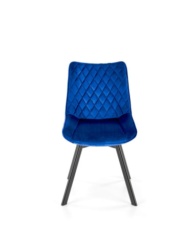 K520 Krzesło Granatowe w Romby Obracane 360° | Velvet | Nogi Czarne