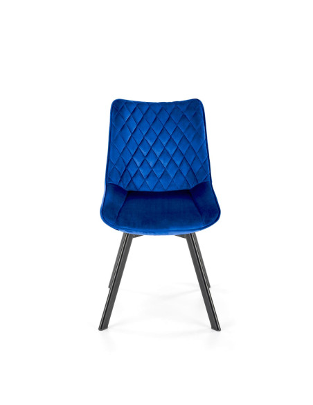 K520 Krzesło Granatowe w Romby Obracane 360° | Velvet | Nogi Czarne