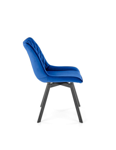 K520 Krzesło Granatowe w Romby Obracane 360° | Velvet | Nogi Czarne