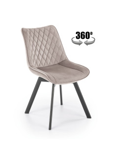 K520 Krzesło Beżowe w Romby Obracane 360° | Velvet | Nogi Czarne