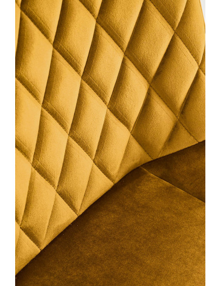 K520 Krzesło Musztardowe w Romby Obracane 360° | Velvet | Nogi Czarne