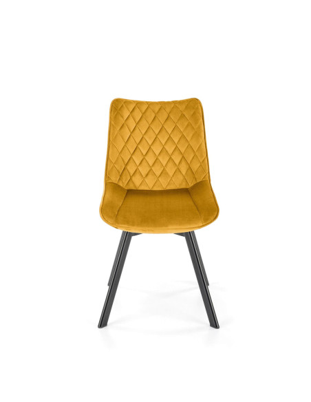 K520 Krzesło Musztardowe w Romby Obracane 360° | Velvet | Nogi Czarne