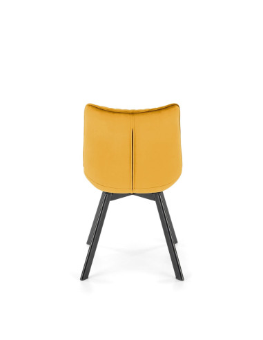 K520 Krzesło Musztardowe w Romby Obracane 360° | Velvet | Nogi Czarne