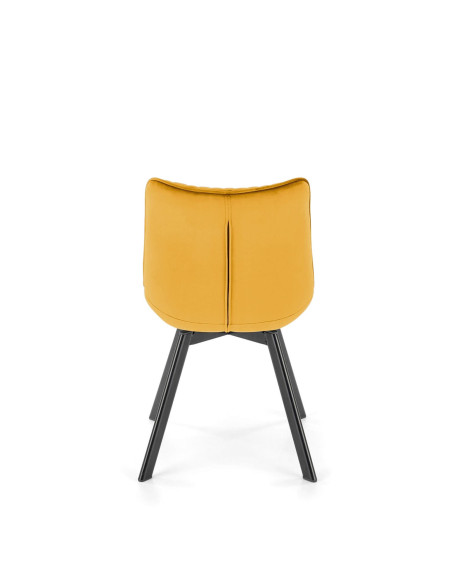 K520 Krzesło Musztardowe w Romby Obracane 360° | Velvet | Nogi Czarne