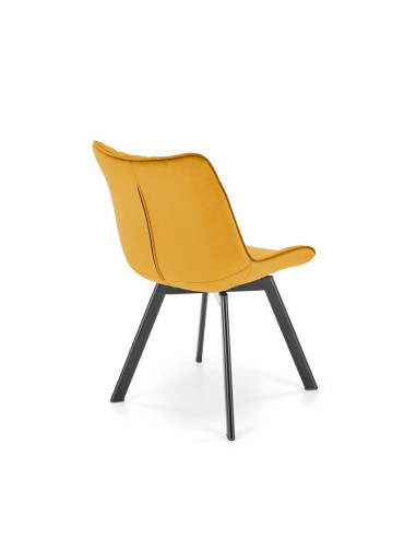 K520 Krzesło Musztardowe w Romby Obracane 360° | Velvet | Nogi Czarne