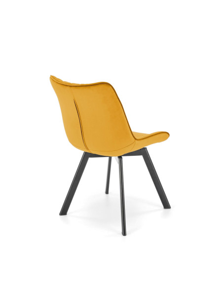 K520 Krzesło Musztardowe w Romby Obracane 360° | Velvet | Nogi Czarne