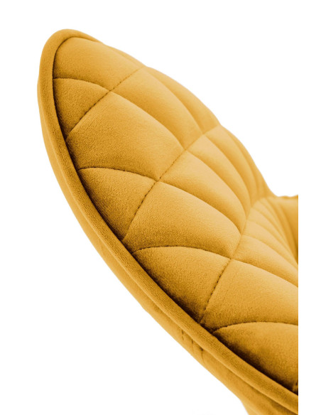 K520 Krzesło Musztardowe w Romby Obracane 360° | Velvet | Nogi Czarne