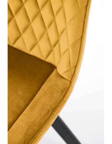 K520 Krzesło Musztardowe w Romby Obracane 360° | Velvet | Nogi Czarne