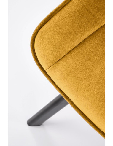 K520 Krzesło Musztardowe w Romby Obracane 360° | Velvet | Nogi Czarne