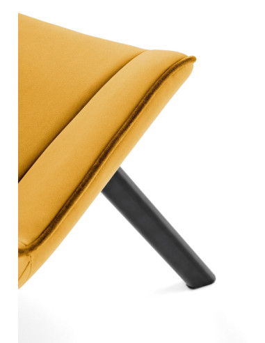 K520 Krzesło Musztardowe w Romby Obracane 360° | Velvet | Nogi Czarne