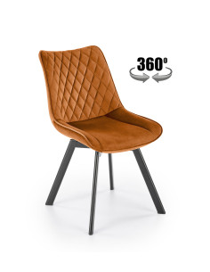 K520 Krzesło Cynamonowe w Romby Obracane 360° | Velvet | Nogi Czarne