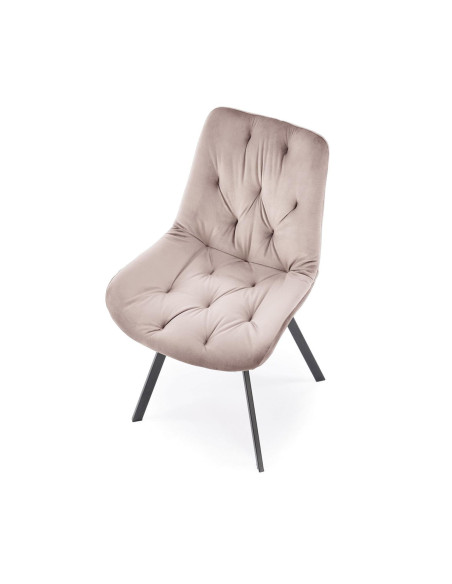 K519 Krzesło Beżowe Pikowane Velvet | Funkcja Obracania 360 Stopni