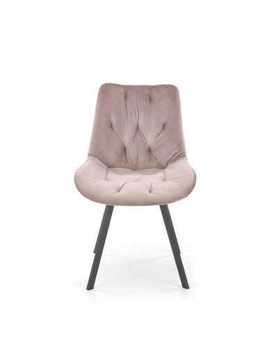 K519 Krzesło Beżowe Pikowane Velvet | Funkcja Obracania 360 Stopni