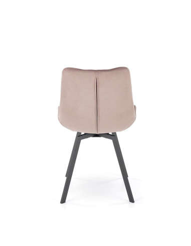 K519 Krzesło Beżowe Pikowane Velvet | Funkcja Obracania 360 Stopni