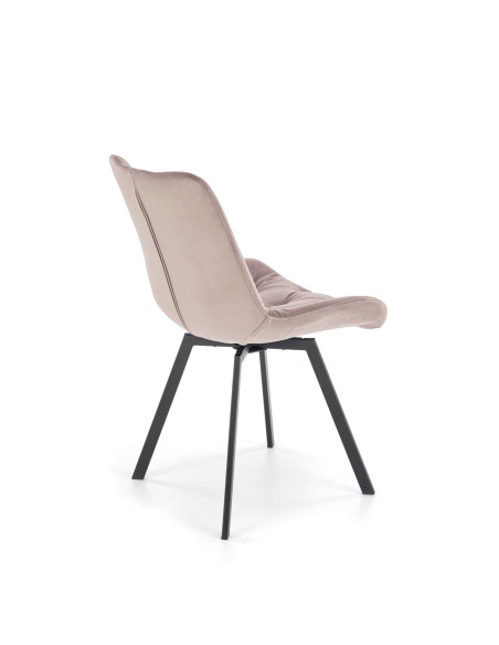 K519 Krzesło Beżowe Pikowane Velvet | Funkcja Obracania 360 Stopni