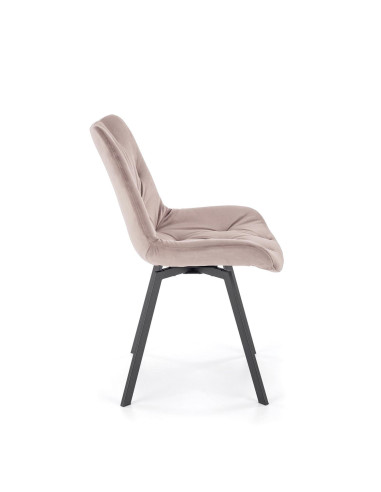 K519 Krzesło Beżowe Pikowane Velvet | Funkcja Obracania 360 Stopni