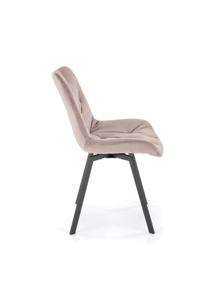 K519 Krzesło Beżowe Pikowane Velvet | Funkcja Obracania 360 Stopni