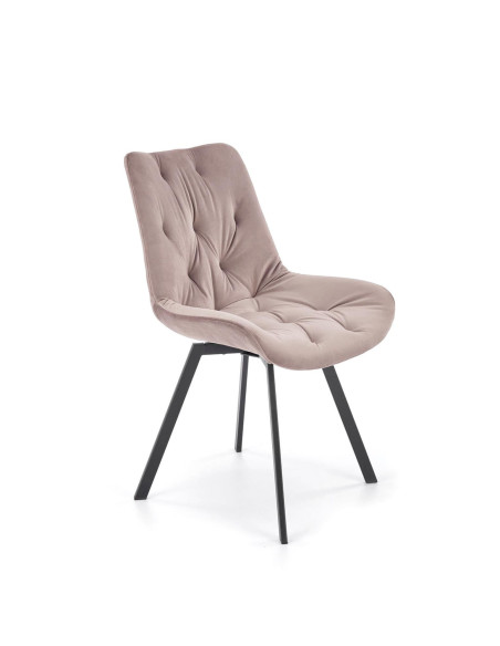 K519 Krzesło Beżowe Pikowane Velvet | Funkcja Obracania 360 Stopni