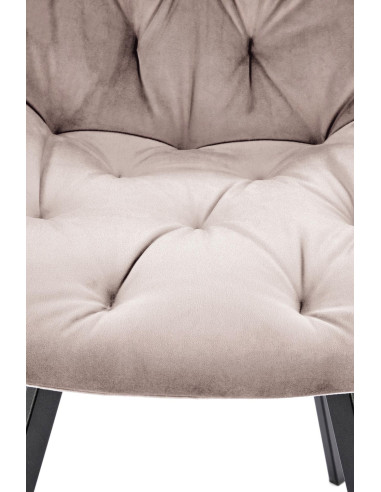 K519 Krzesło Beżowe Pikowane Velvet | Funkcja Obracania 360 Stopni