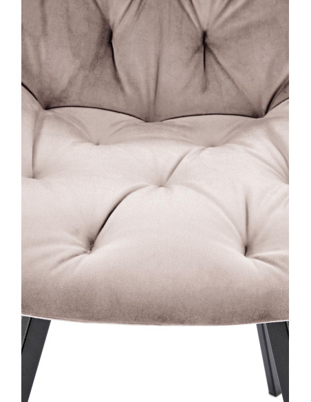 K519 Krzesło Beżowe Pikowane Velvet | Funkcja Obracania 360 Stopni
