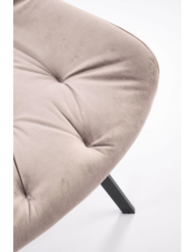 K519 Krzesło Beżowe Pikowane Velvet | Funkcja Obracania 360 Stopni